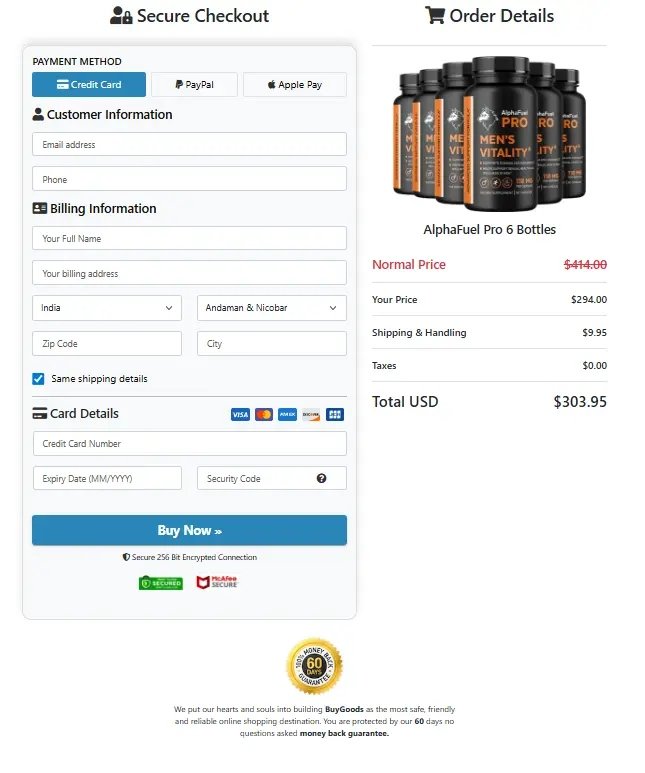 Secure AlphaFuel Pro Checkout